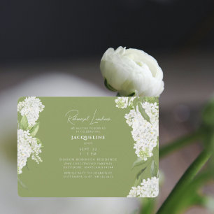 Moss Green White Hydrangeas Rehearsal Luncheon Invitation