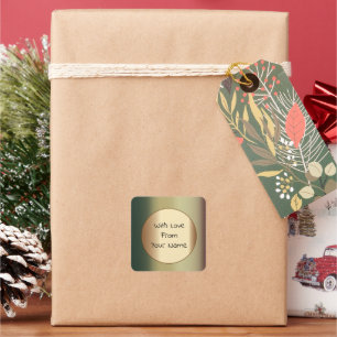 Moss Green with Lemon Personal Message Gift Label