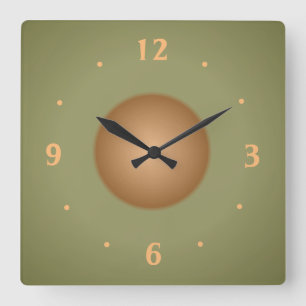 Moss Green with Tan centre  Plain Kitchen Clock