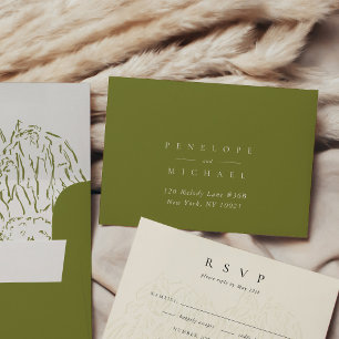 Moss Green Yosemite Park Wedding Self-Address RSVP Envelope