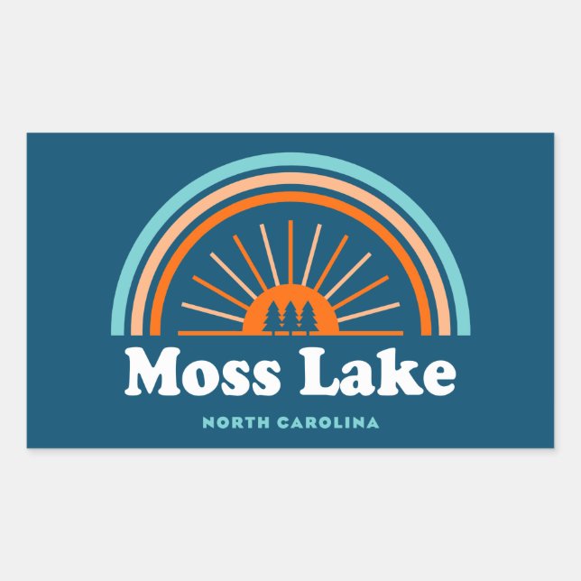 Moss Lake North Carolina Rainbow Sticker (Front)