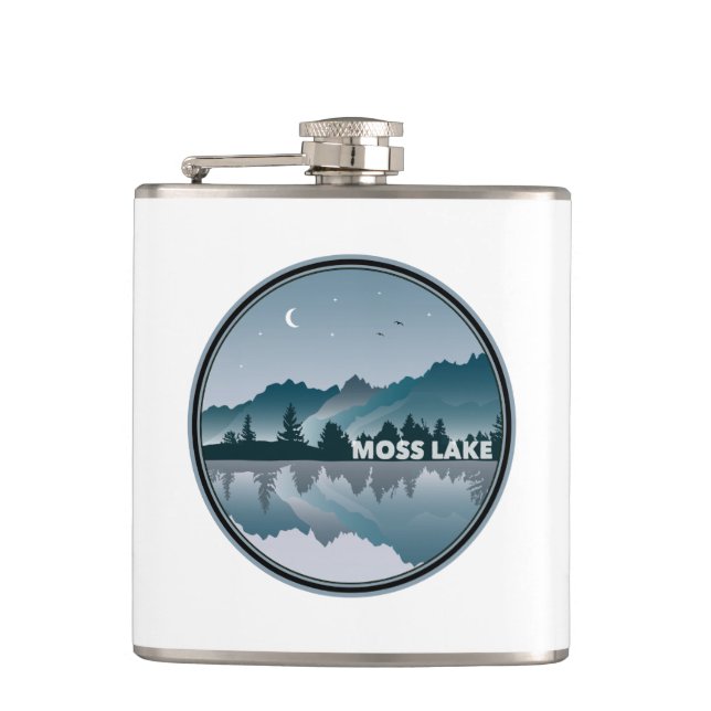 Moss Lake North Carolina Reflection Hip Flask (Front)