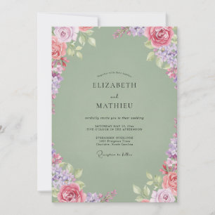 Moss Lilac Watercolor Wedding Invitation