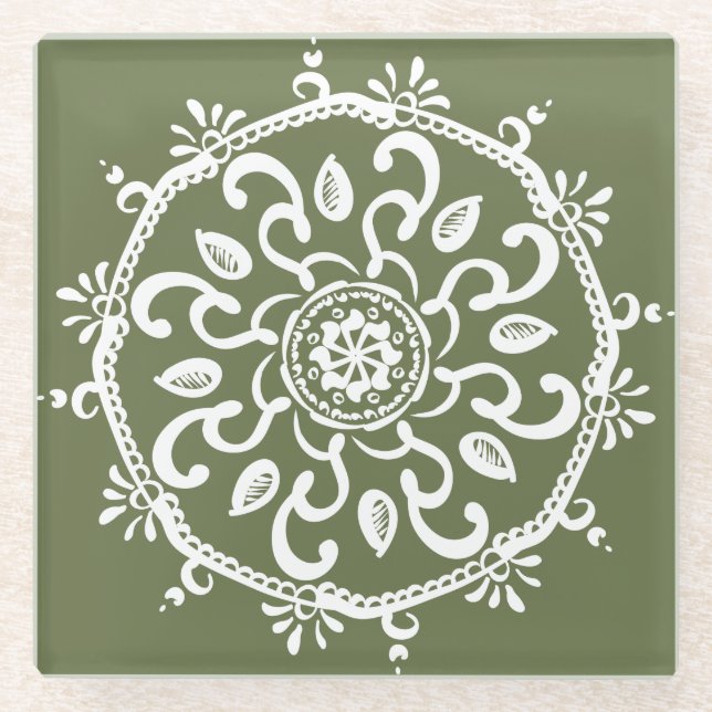 Moss Mandala Glass Coaster (Front)