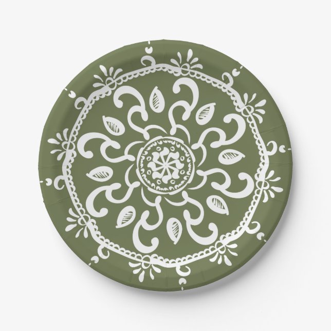 Moss Mandala Paper Plate (Front)