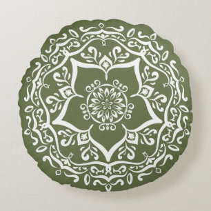 Moss Mandala Round Pillow