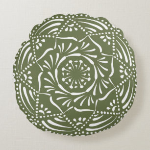 Moss Mandala Round Pillow