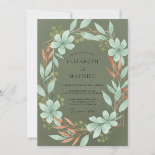 Moss Mint Foliage Wedding Invitation