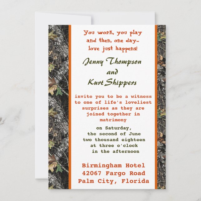 Moss Oak Wedding Invitation (Front)