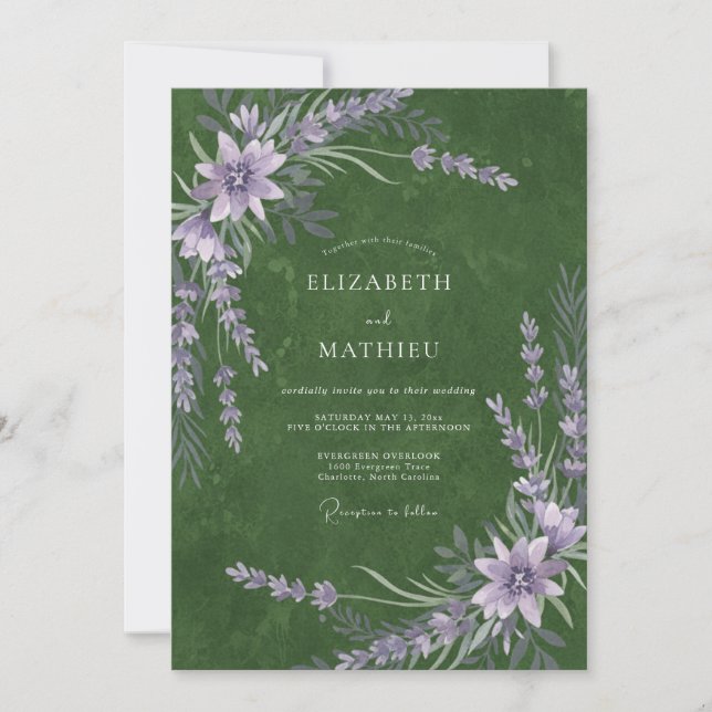 Moss Plum Wildflower Wedding Invitation (Front)