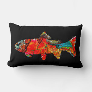 Moss Rock Trout Lumbar Pillow