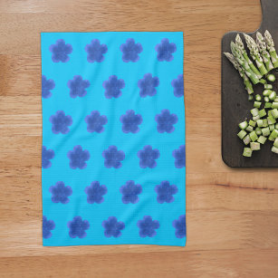Moss Rose Flower Seamless Pattern on Light Blue Kitchen Towel