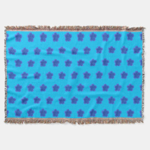 Moss Rose Flower Seamless Pattern on Light Blue Throw Blanket