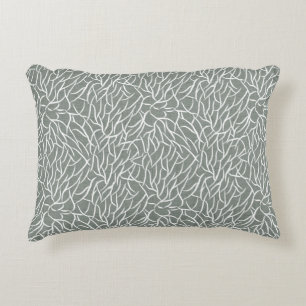 Moss sage green boho bare coral branches  accent pillow