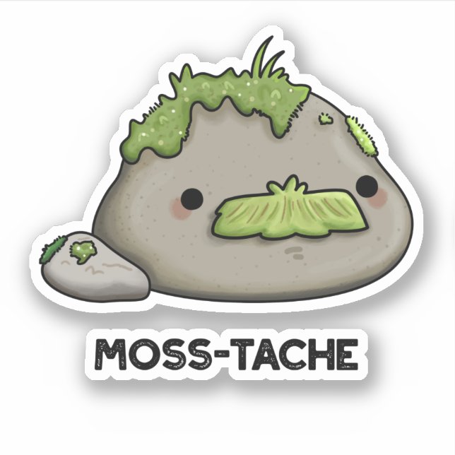 Moss-tache Funny Moustache Pun  (Front)