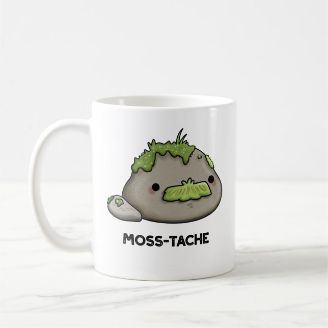 Moss-tache Funny Moustache Pun  Coffee Mug (Left)