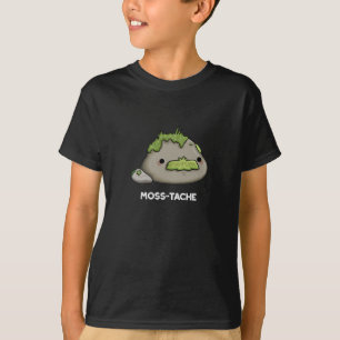 Moss-tache Funny Moustache Pun Dark BG T-Shirt