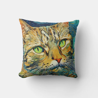 Moss the Cat Throw Pillow