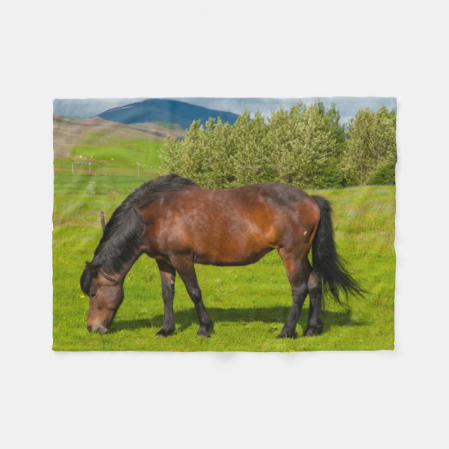 Mossfellsbaer Icelandic Horse Fleece Blanket (Front (Horizontal))
