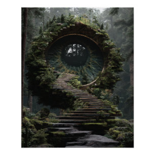 Mossy Forest Portal Path Fantasy Art Poster