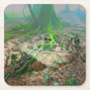 Mossy Frog Square Paper Coaster