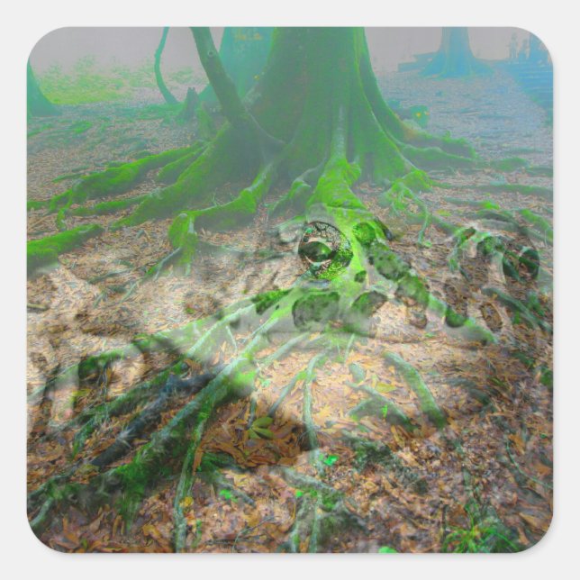 Mossy Frog Square Sticker (Front)