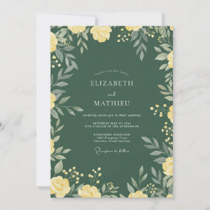 Mossy Golden Wreath Wedding Invitation