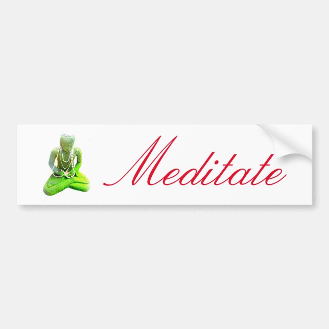 Mossy Green Buddha Meditating Bumper Sticker (Front)