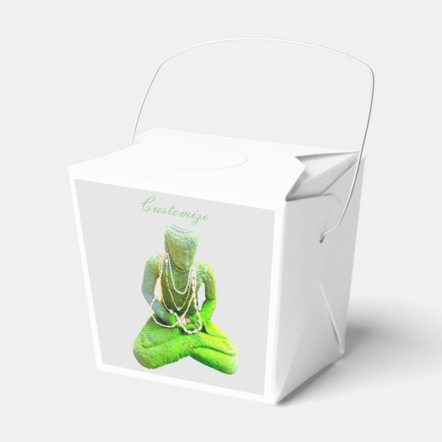 Mossy Green Buddha Meditating Thunder_Cove Favor Box (Front Side)