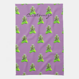 Mossy Green Buddha Meditating Thunder_Cove  Kitchen Towel