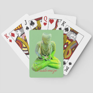 Mossy Green Buddha Meditating Thunder_Cove Playing Cards