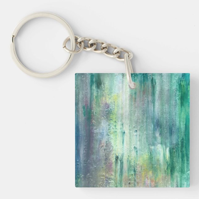 Mossy-Hand Painted Abstract Art Keychain (Front)