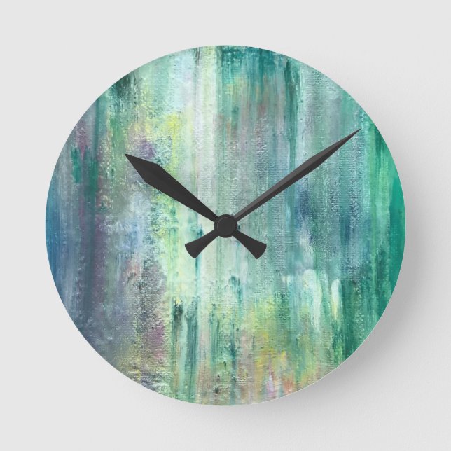 Mossy-Hand Painted Abstract Art Round Clock (Front)