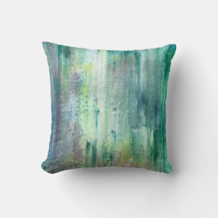 Mossy-Hand Painted Abstract Art Throw Pillow