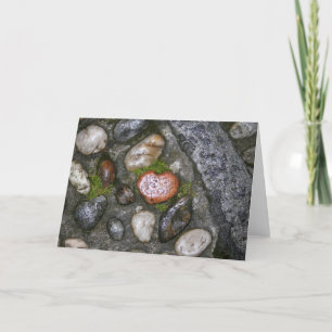 Mossy Heart Pebble Holiday Card
