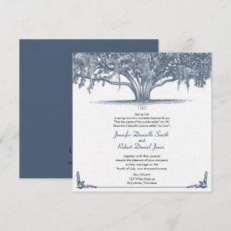 Mossy Oak Tree in Blue Wedding Invitation