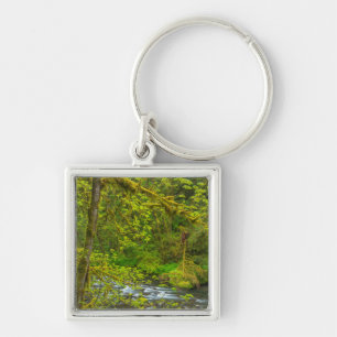 Mossy Rocks And Trees Line Eagle Creek Keychain