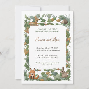 Mossy Thicket Critters Baby Shower Invitation
