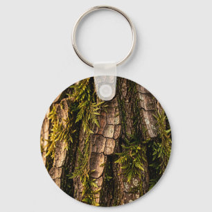 Mossy Tree Bark Forest Texture Keychain
