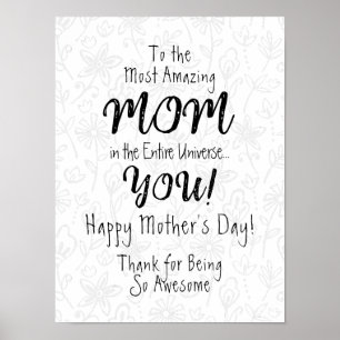 Most Amazing Mom Cute Calligraphy Art Poster