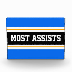 MOST ASSISTS Bright Blue Black Orange Stripes Photo Block