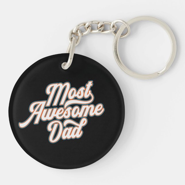 Most Awesome Dad Father's Day | Keychain (Back)