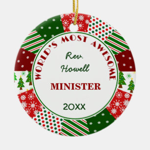 Most Awesome Minister or Alternate Name Ceramic Ornament