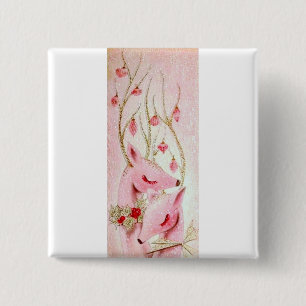 Most Beautiful Vintage Christmas Deer 2 Inch Square Button