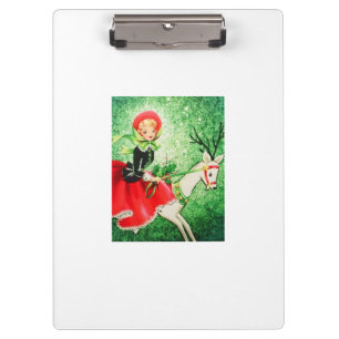 Most Beautiful Vintage Christmas Deer & Girl Clipboard