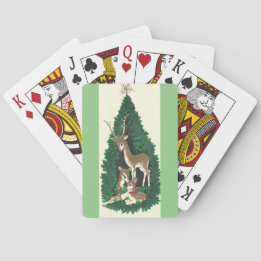 Most Beautiful Vintage Christmas Reindeer Family Playing Cards