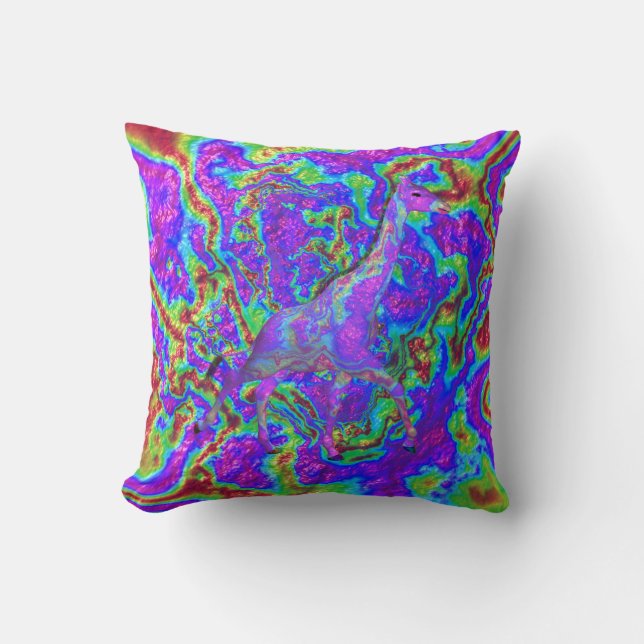 Most Colourful Giraffe Throw Pillow (Front)