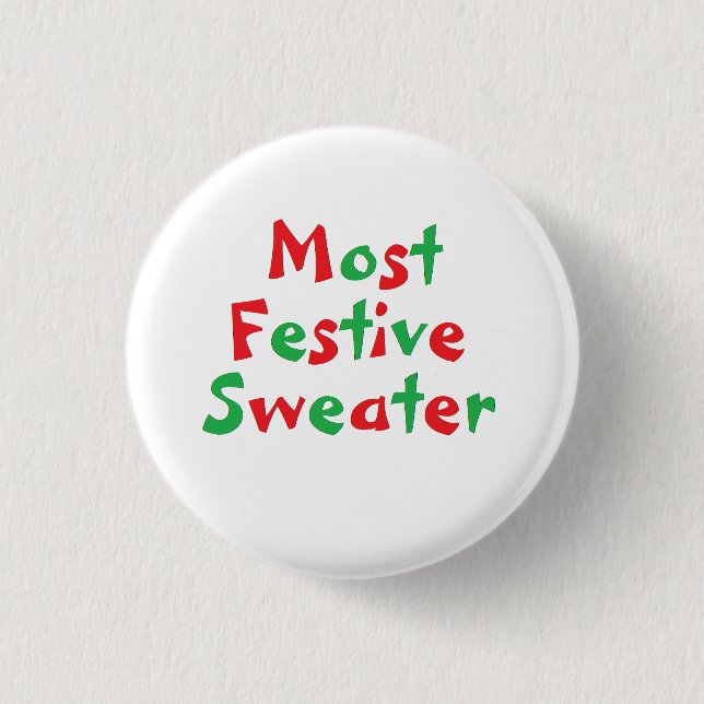 "Most Festive Sweater" Award Button (Front)