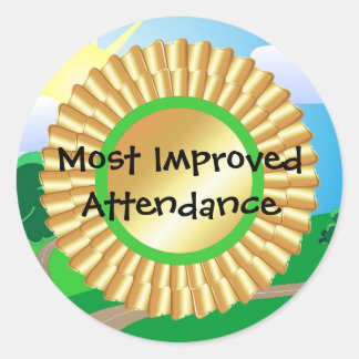 Most Improved Attendance Classic Round Sticker