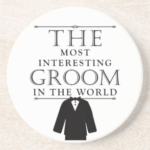 Most Interesting Groom Bachelor Coaster, Black Coaster